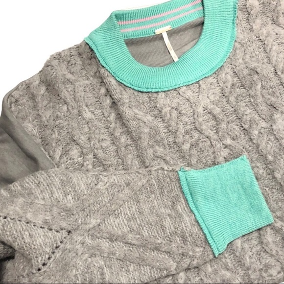 NWT Free People Nordstrom Olympia Women’s XS Gray Teal Oversized Tunic Sweater - Picture 8 of 9